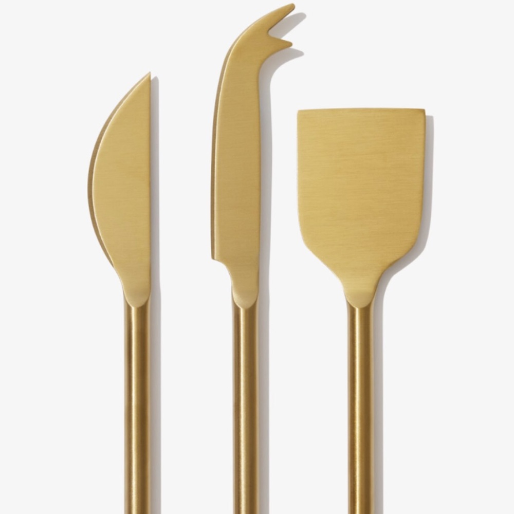 Set of 3 Cheese Knives Gold Hostess Gift Charcuterie Board Serving Utensils NWT